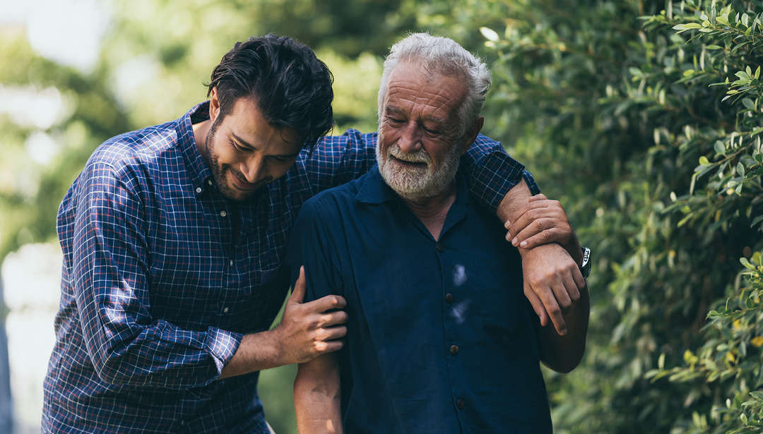 Two men in an embrace