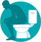 Person sitting on toilet