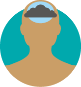 Icon of person with a dark cloud inside their head